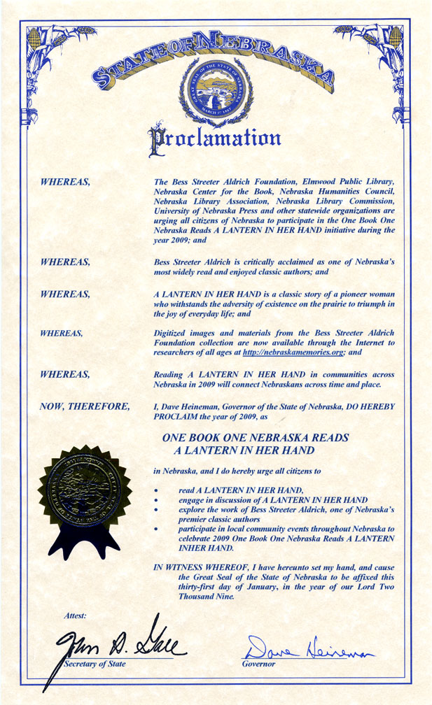 One Book One Nebraska Proclamation